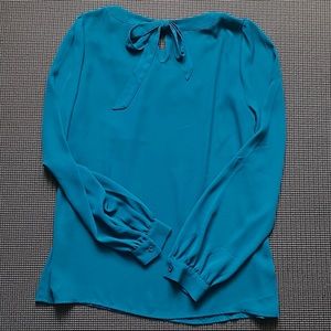 Ann Taylor Loft Teal tie-back blouse